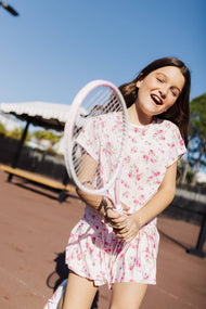 The Ellie Tween Athletic Skort & Slouch Tee Pink Floral Set