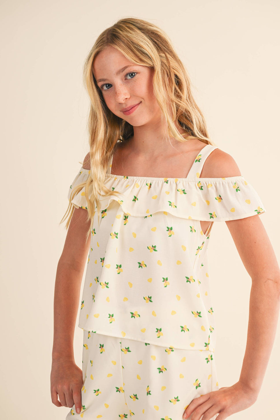 TWEEN KIDS GIRLS OFF SHOULDER SHORTS SET