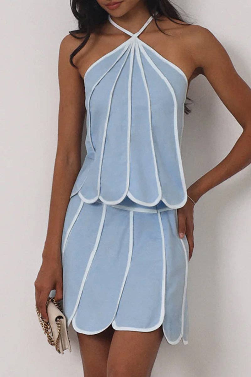 Petal Halter Skirt Set