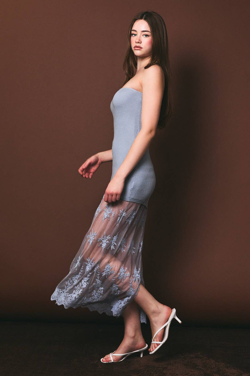 *Lace Skirt Sweater Tube Dress
