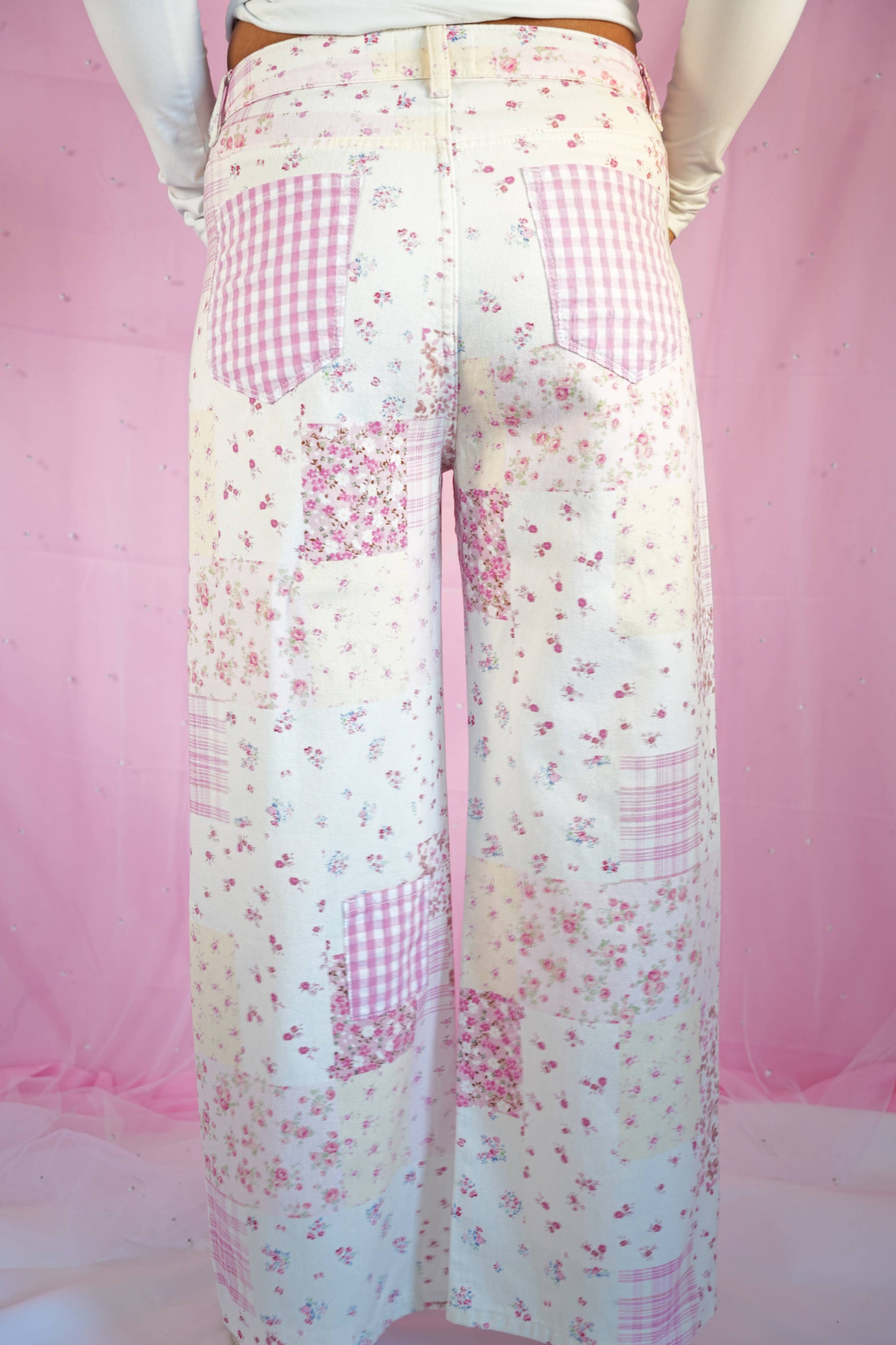 Floral + Gingham Patchwork Jean