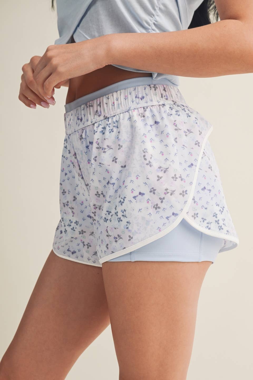 Patchwork Print Double Layer Nylon Shorts