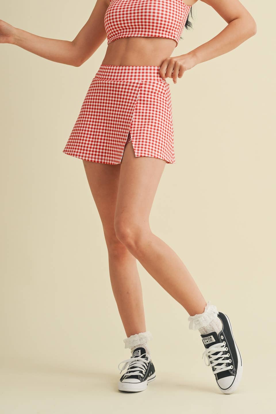 Gingham A-Line Skort: Blue / L