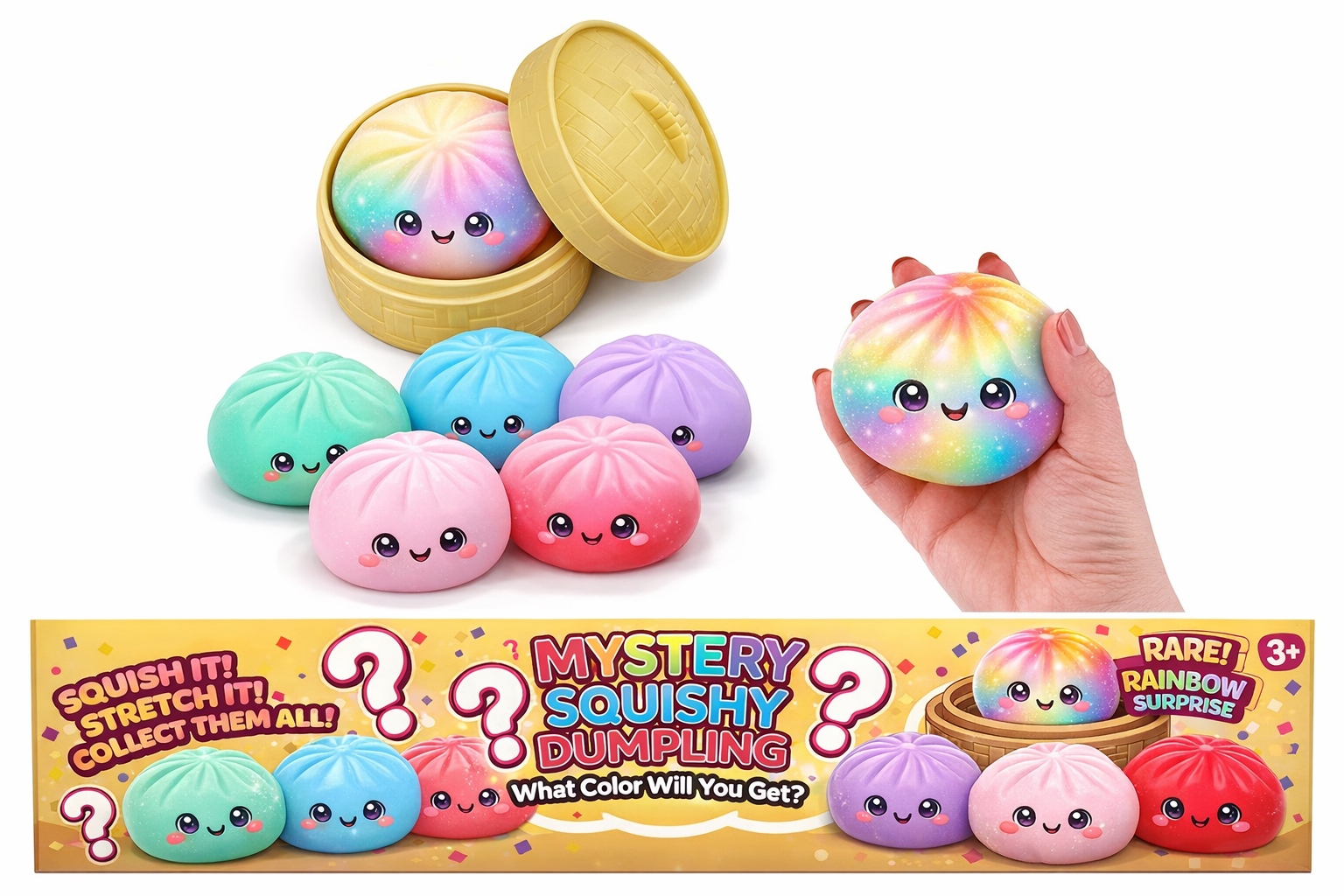 Fun Doh Mystery Slow Rise Dumpling Squishy Toy – Mystery Steamer Bun Collectibles VIRAL