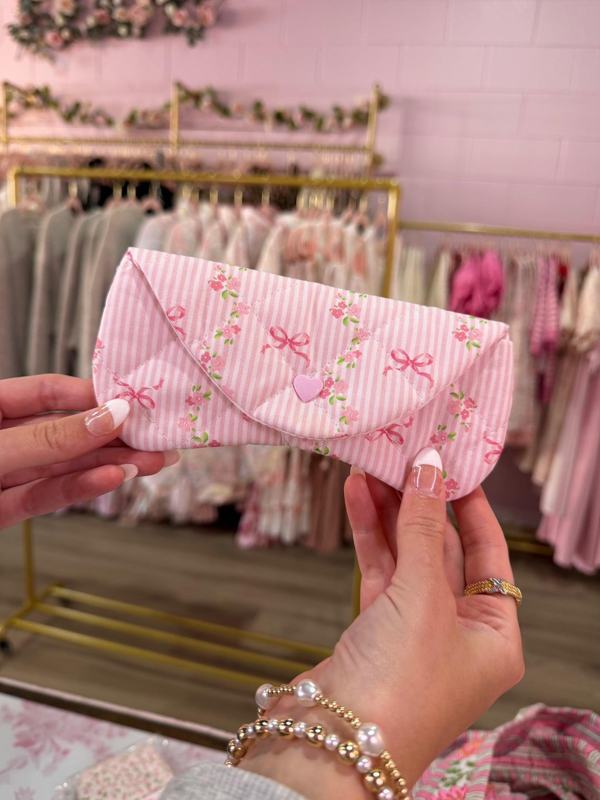 Ava Pink Ribbon Eyeglass Case