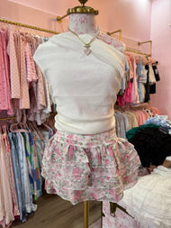 Asymmetrical Neck Sweater Top: White