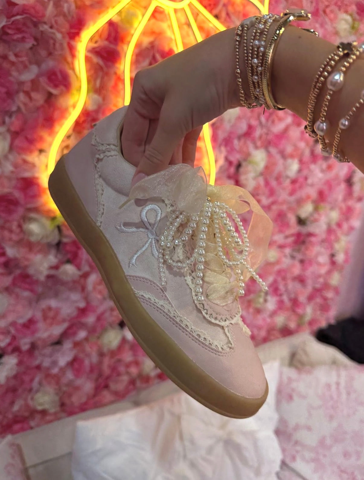 JULIE: White Pink Sneakers