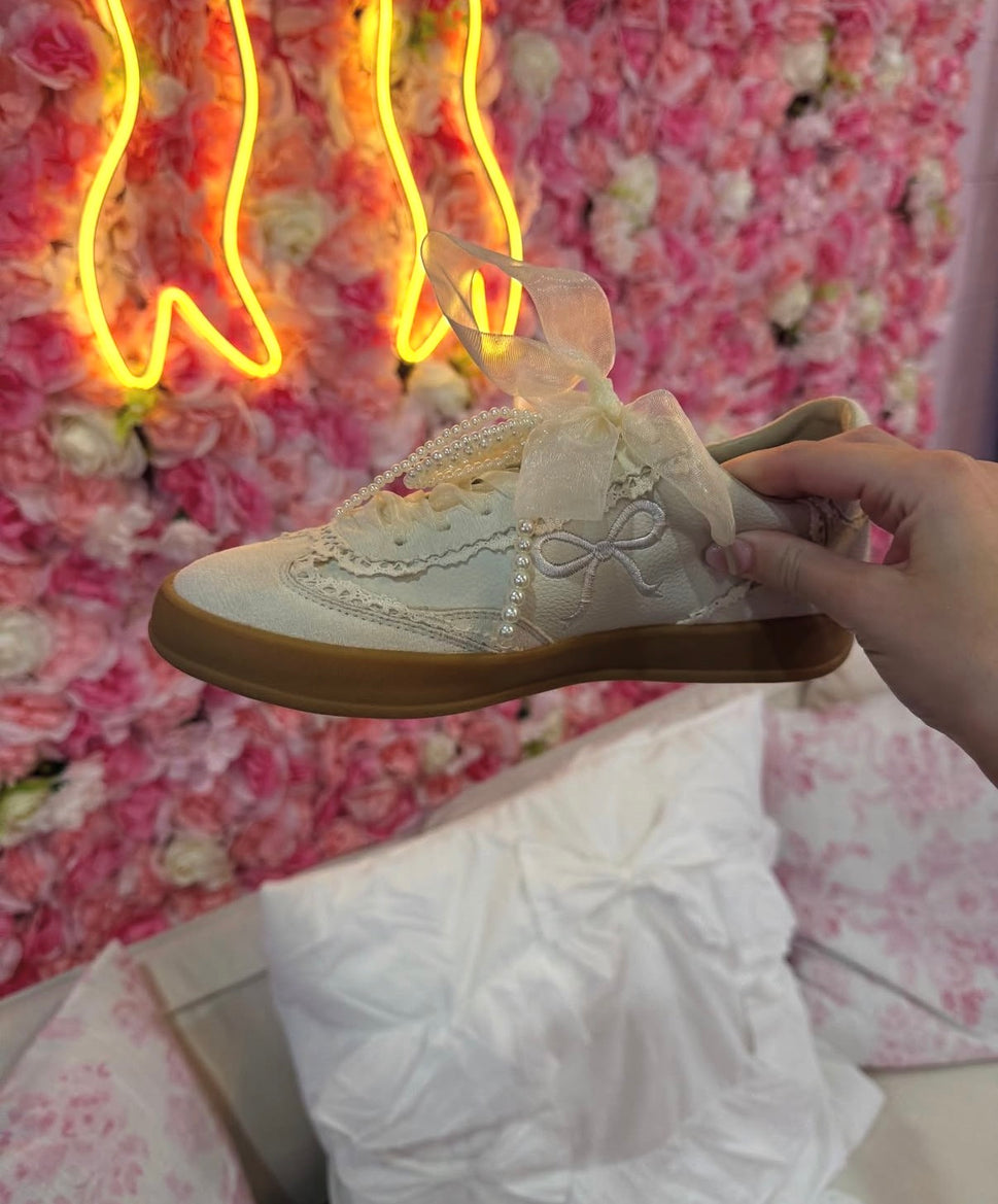 JULIE: Ivory Bow Sneaker