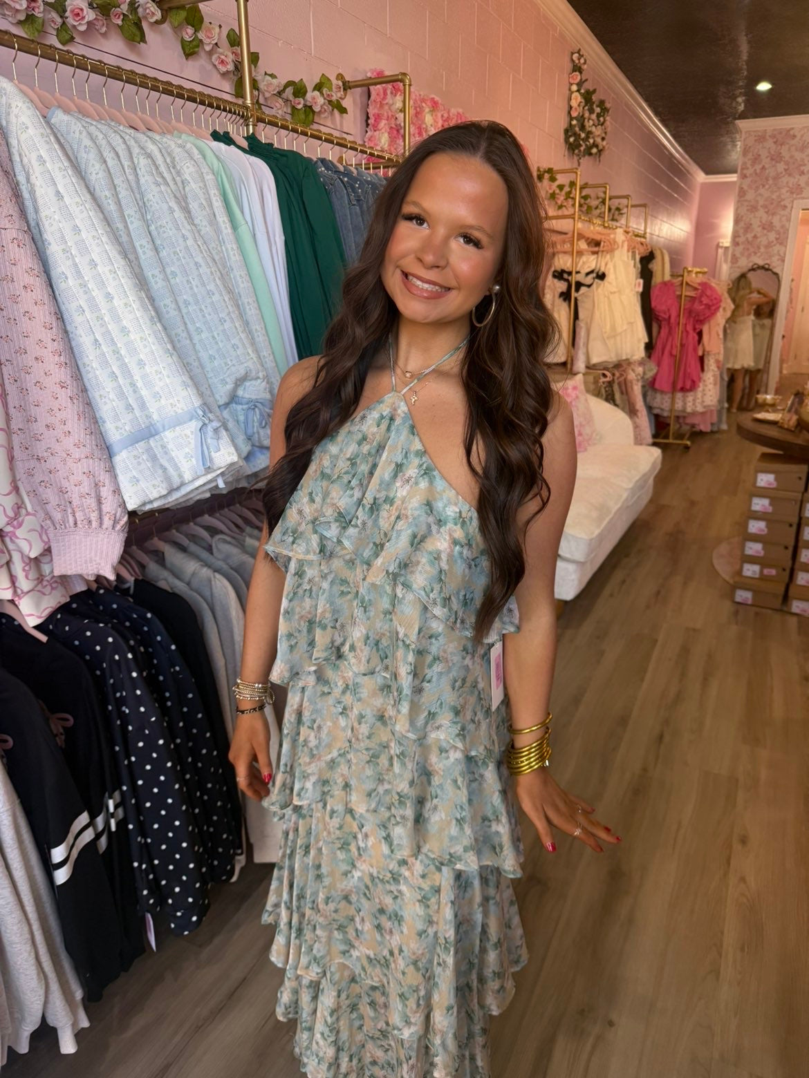 TIERED FLORAL MAXI DRESS