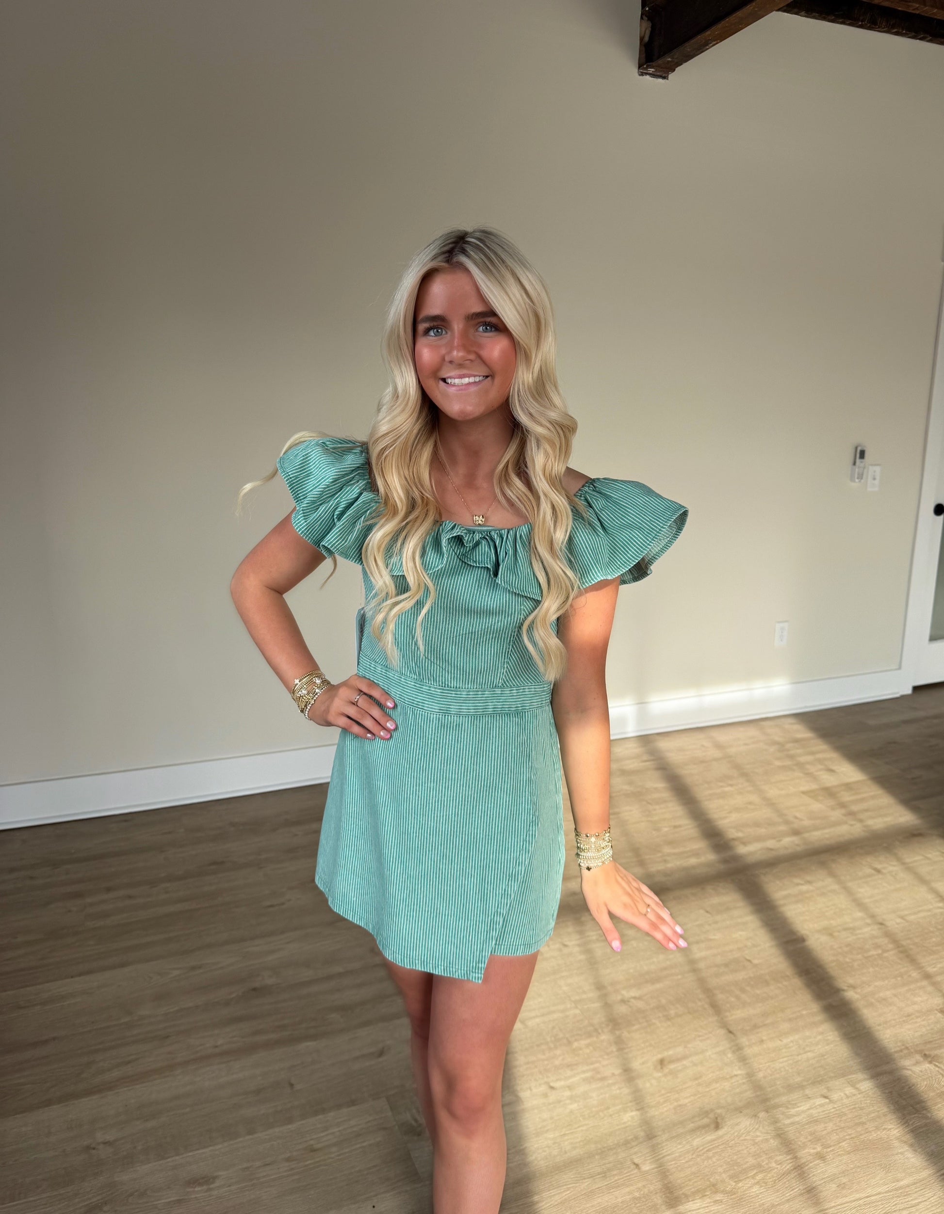 WASHED STRIPED WOVEN ROMPER