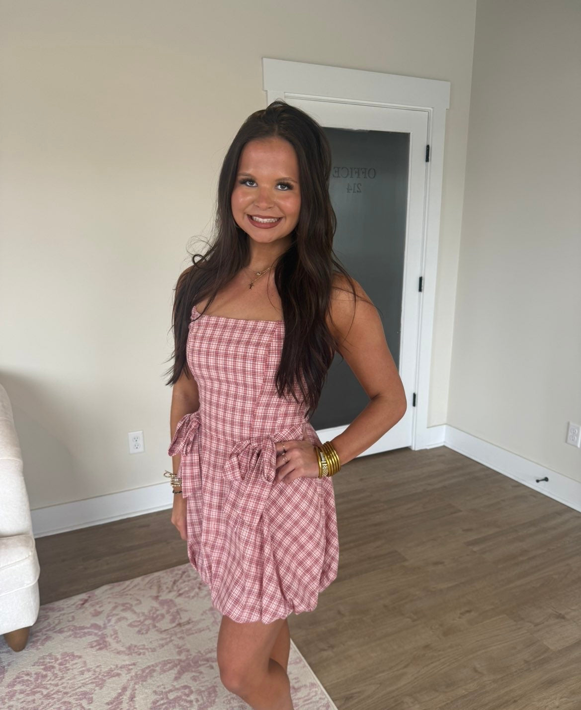WHITE RED BOW DETAIL MINI DRESS
