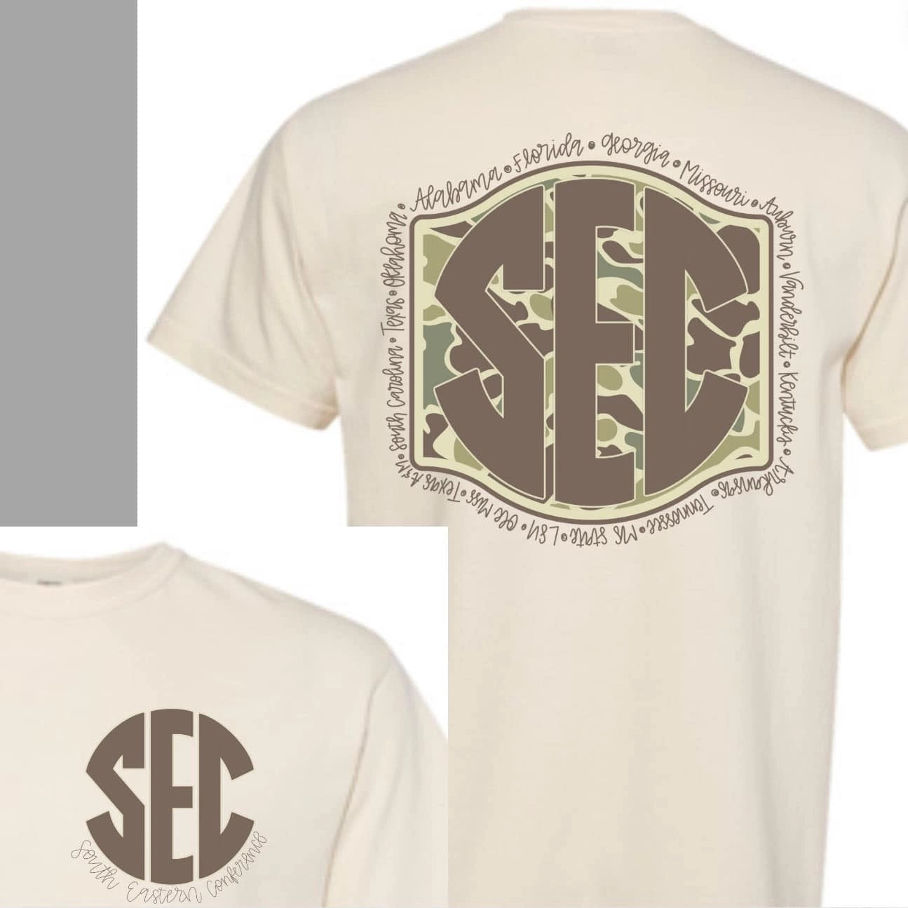 SEC Camo Black Tee - Ivory