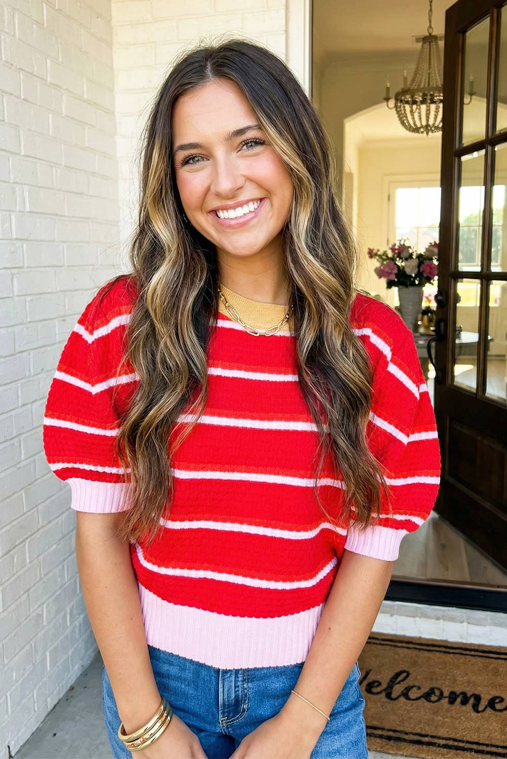 Color Block Sweater Red