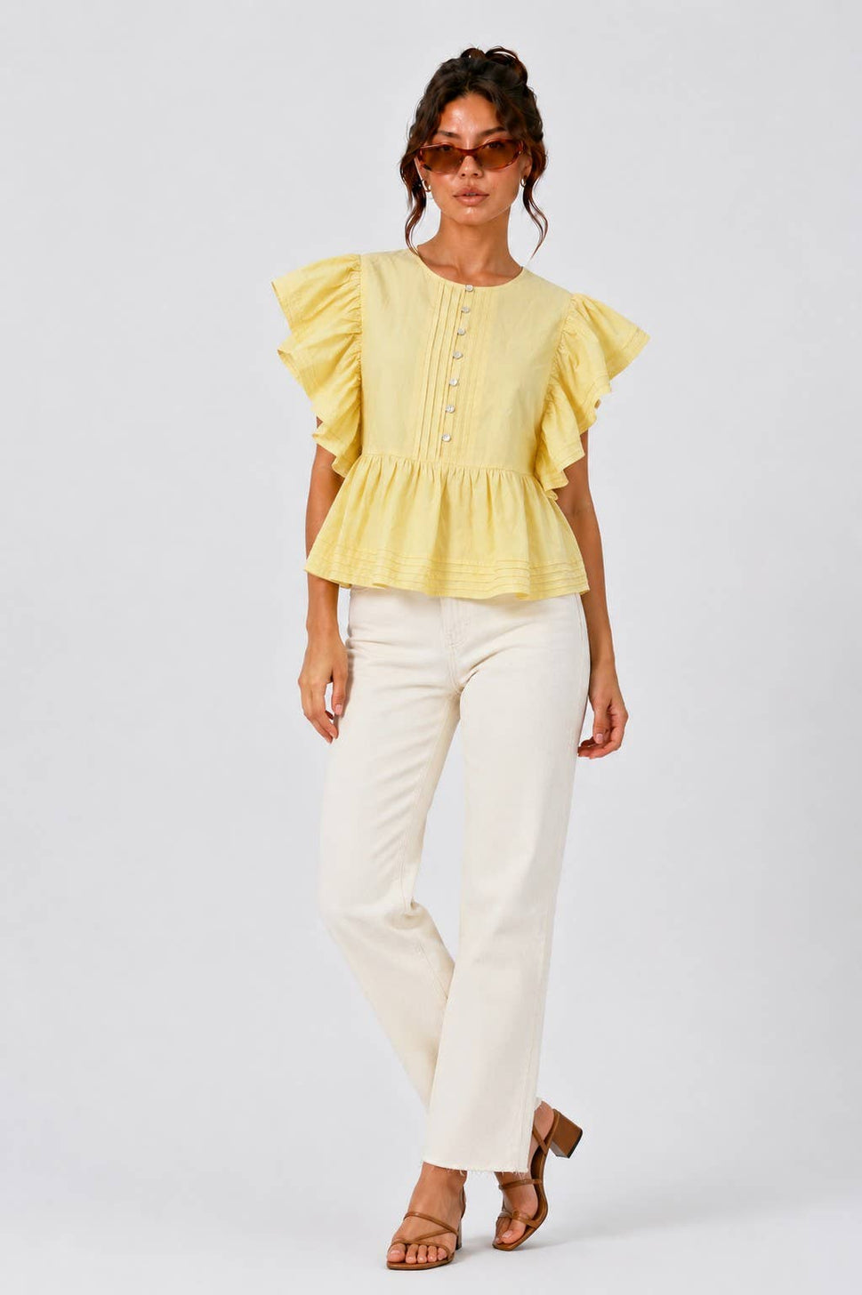 Peplum Blouse With Flutter Sleeves