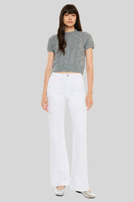 *Kan Can High Rise Wide Flare Jeans - White