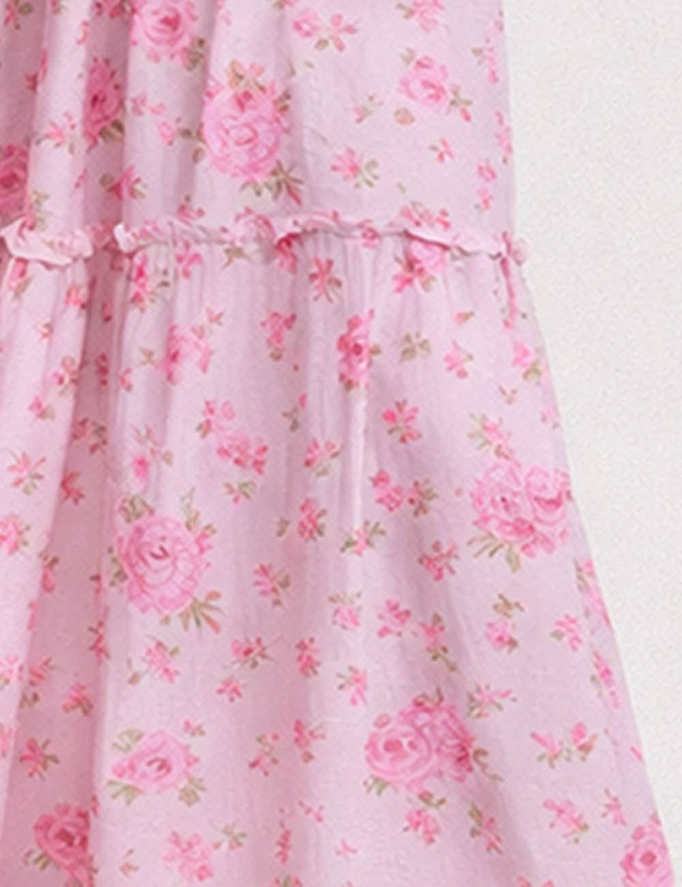 *Ladies Boho Floral Print Tie Neck Puff Sleeves Maxi Dress