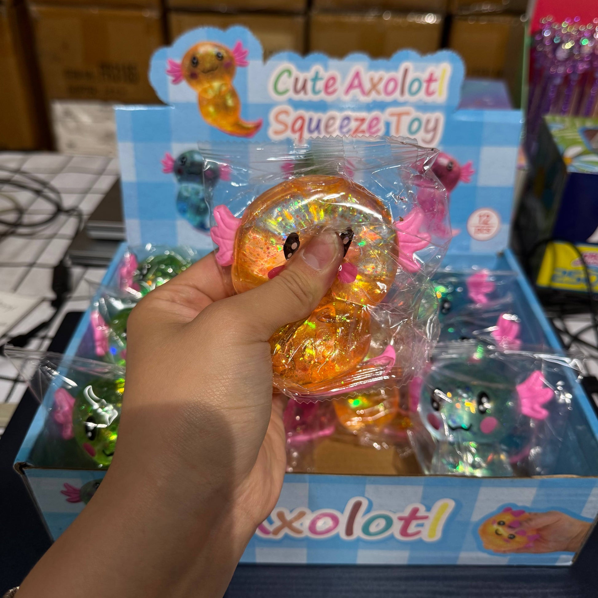 Sugar Squeeze Glitter Axolotl Toy | A055