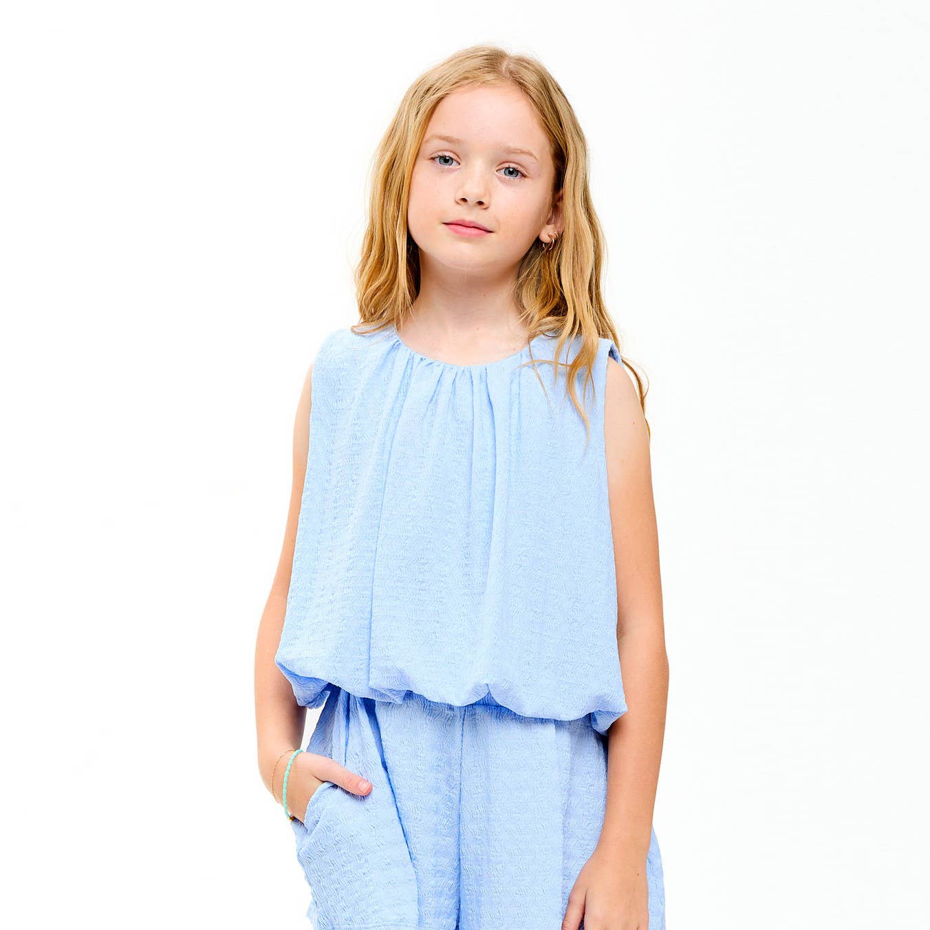 Curly Wrinkled Sleeveless Bubble Top