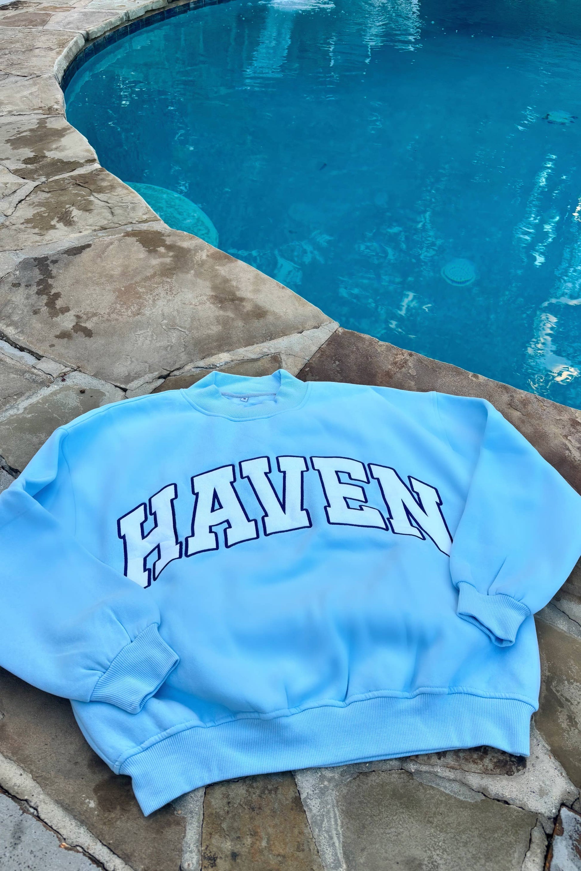 HAVEN Mock Neck Sweatshirt Blue: M