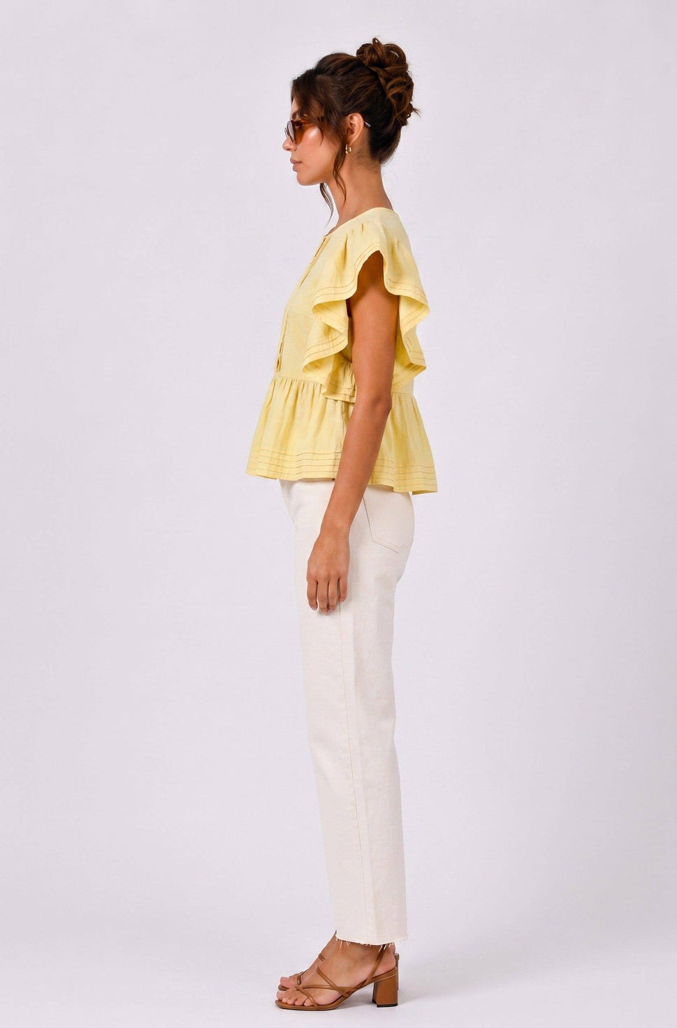 Peplum Blouse With Flutter Sleeves