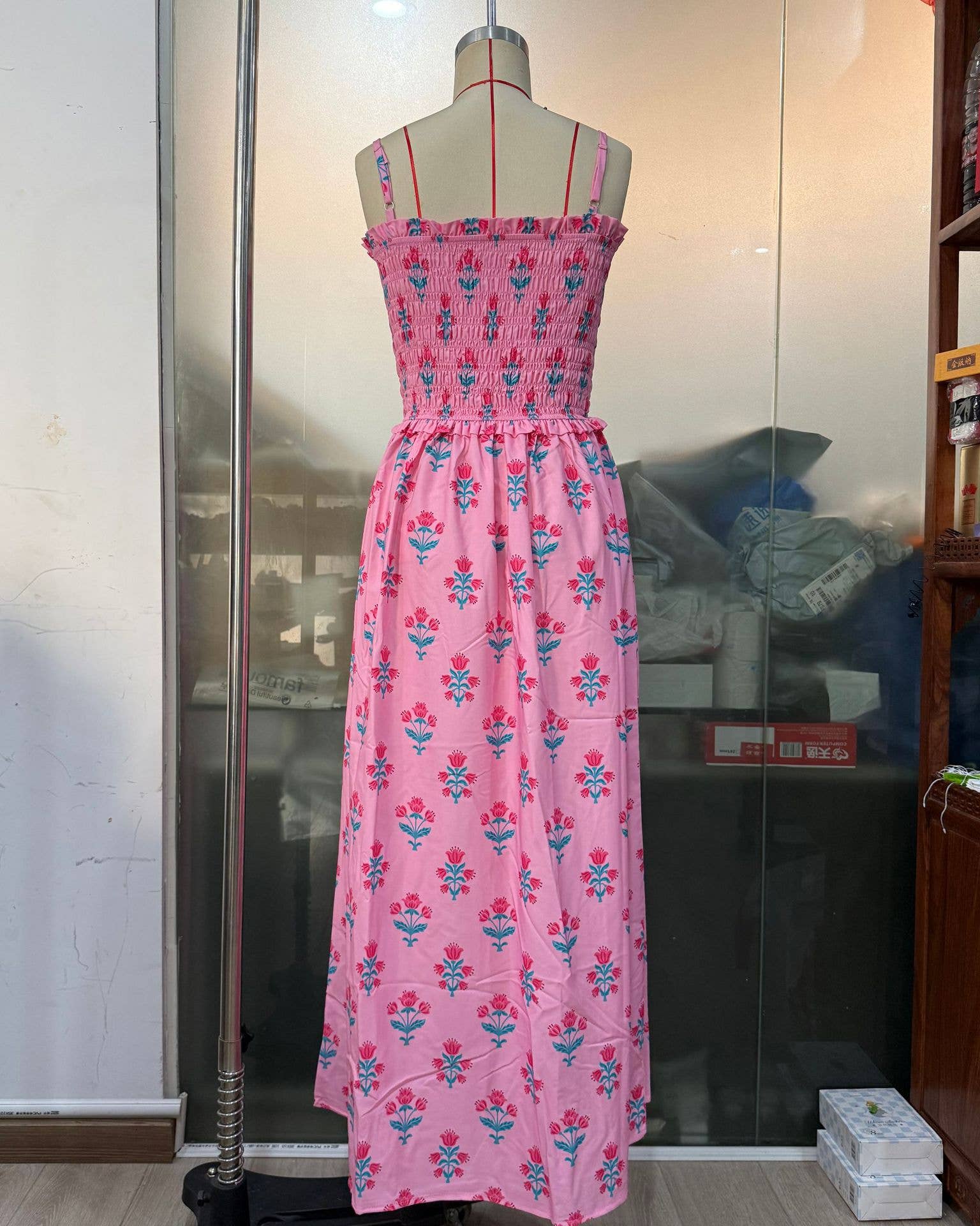BOHEMIA MAGNOLIA FLORAL SPAGHETTI STRAPS FLARE DRESS