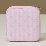 Bow Monogram Print Jewelry Box -Travel Size: Pink
