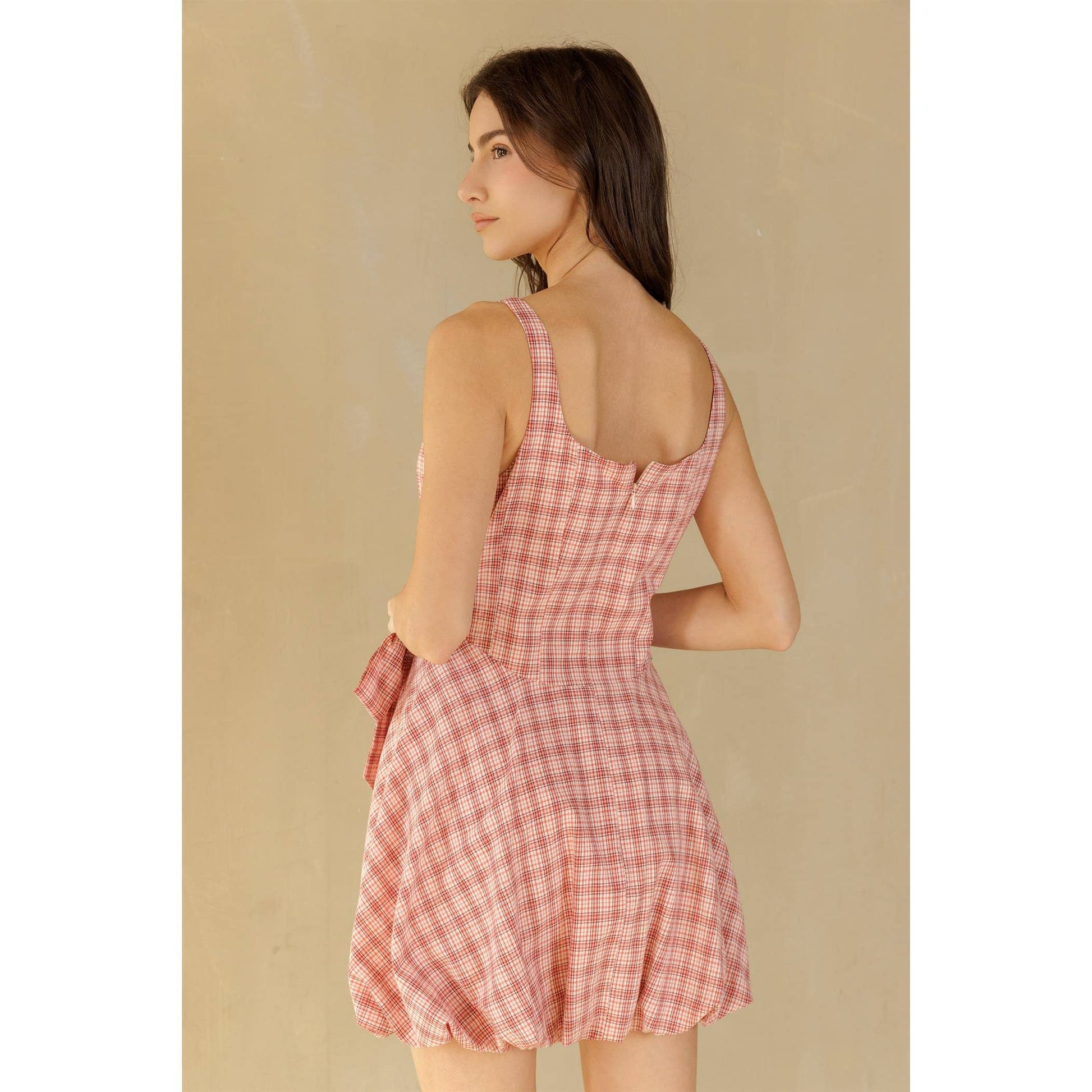 WHITE RED BOW DETAIL MINI DRESS