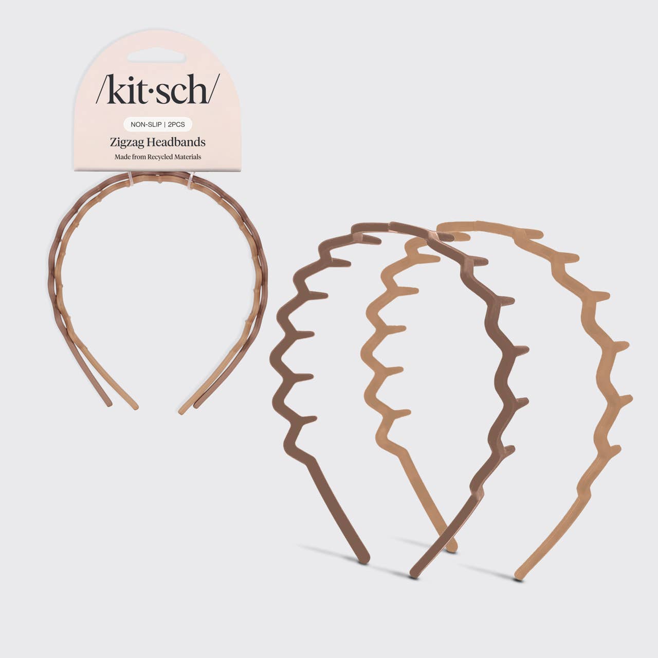 Recycled Plastic Zig Zag Headband 2pc - Neutral