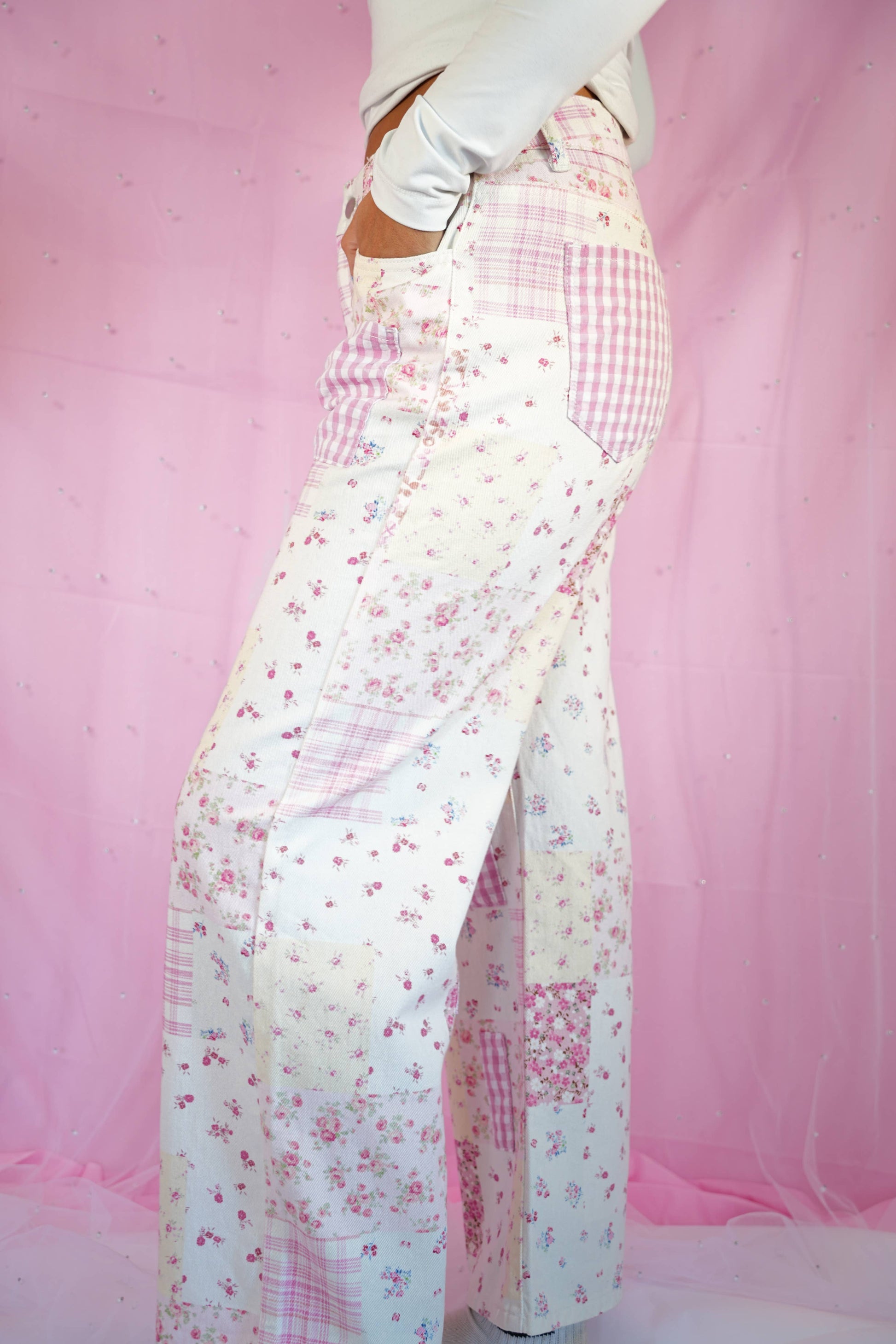 Floral + Gingham Patchwork Jean