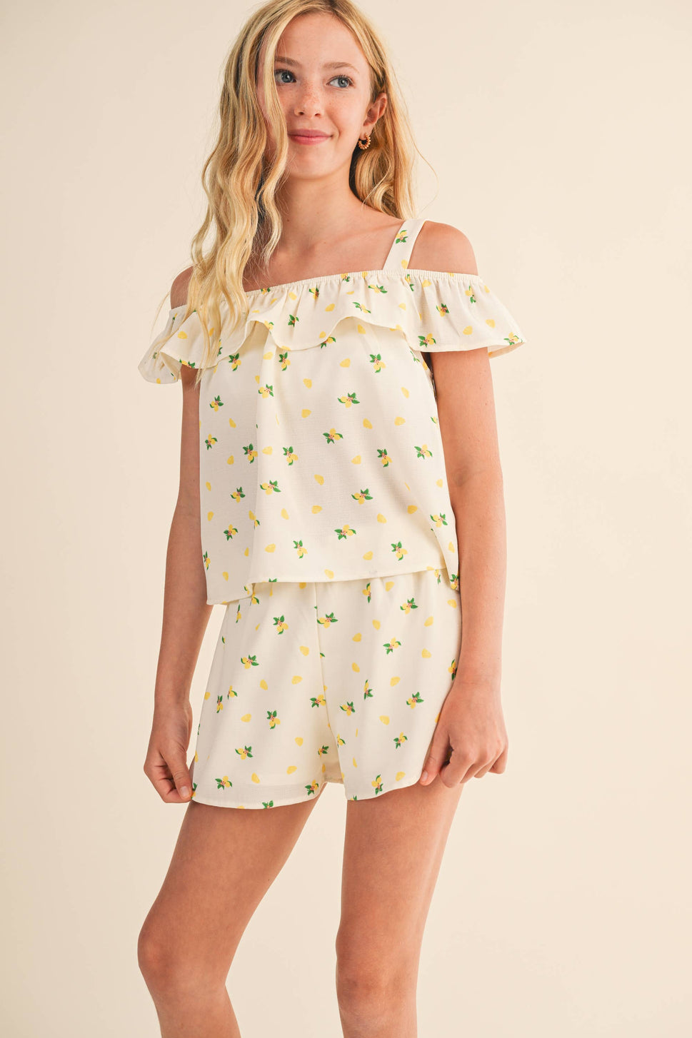 TWEEN KIDS GIRLS OFF SHOULDER SHORTS SET