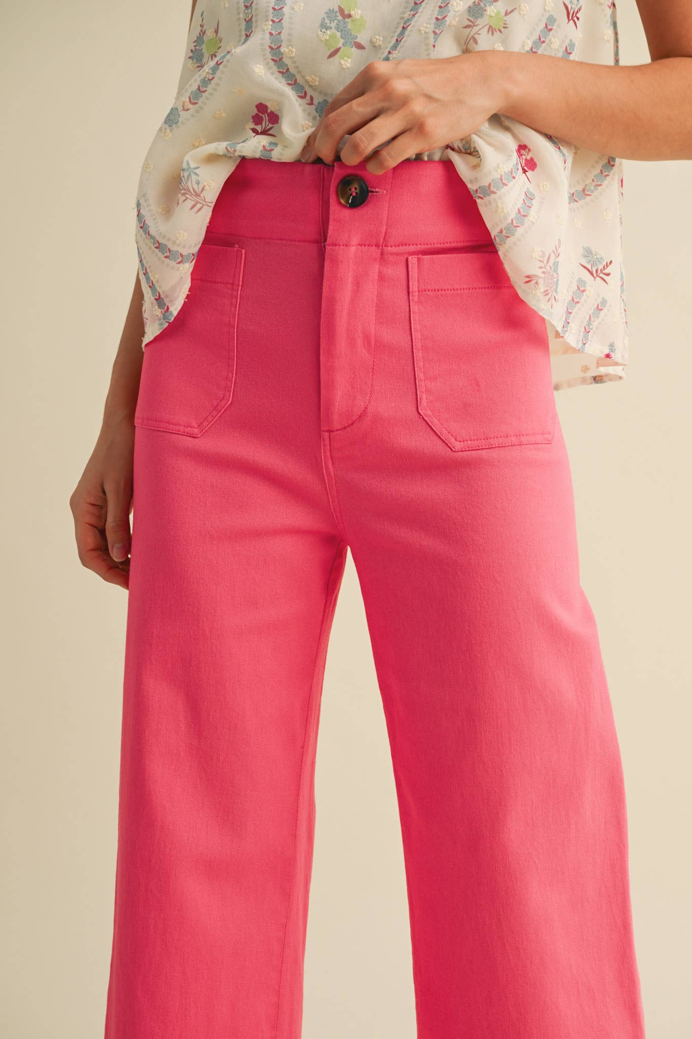 HIGH WAIST CROPPED WIDE LEG PANTS