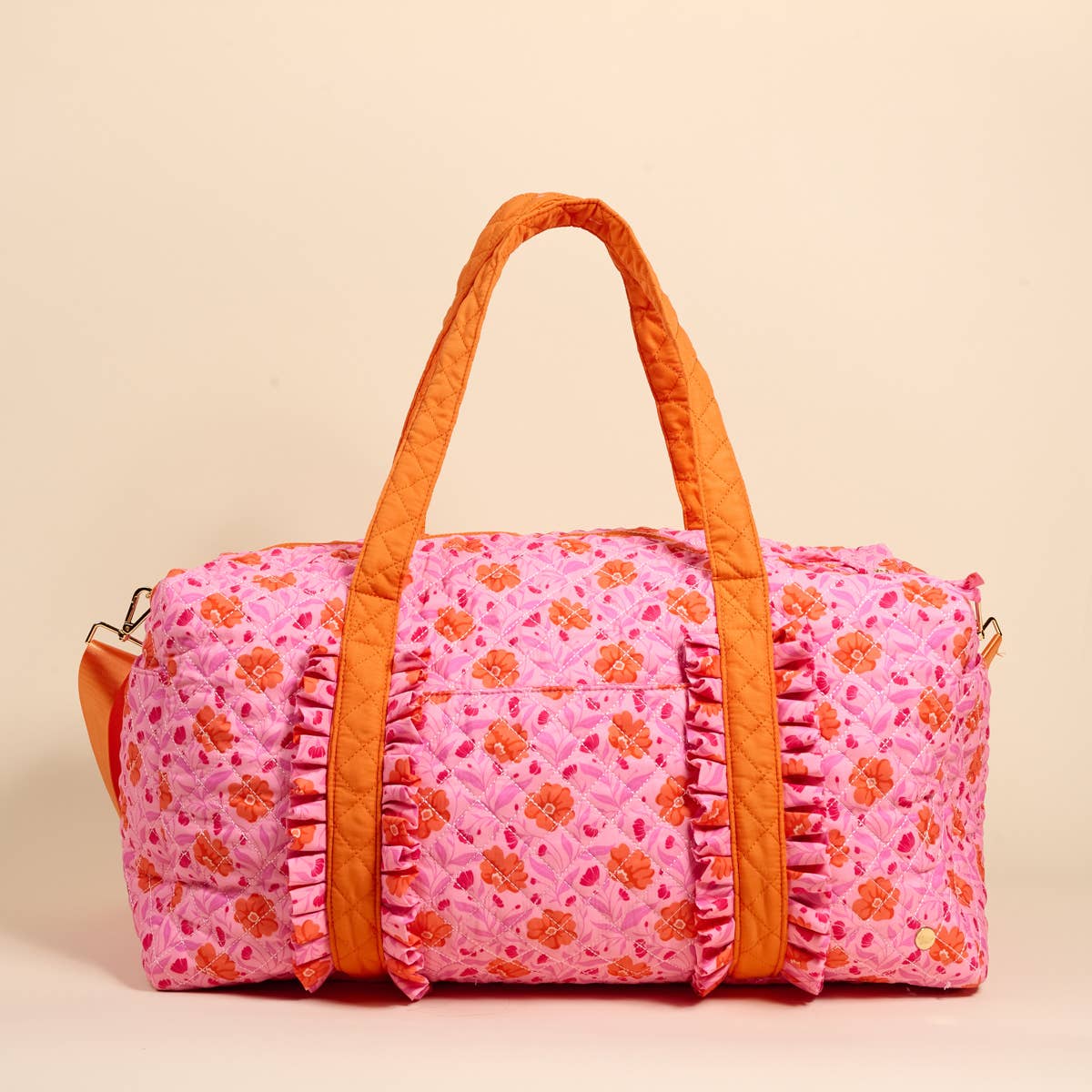 On-the-Go Quilted Weekender Bag–Poppin' Petals Hot Pink
