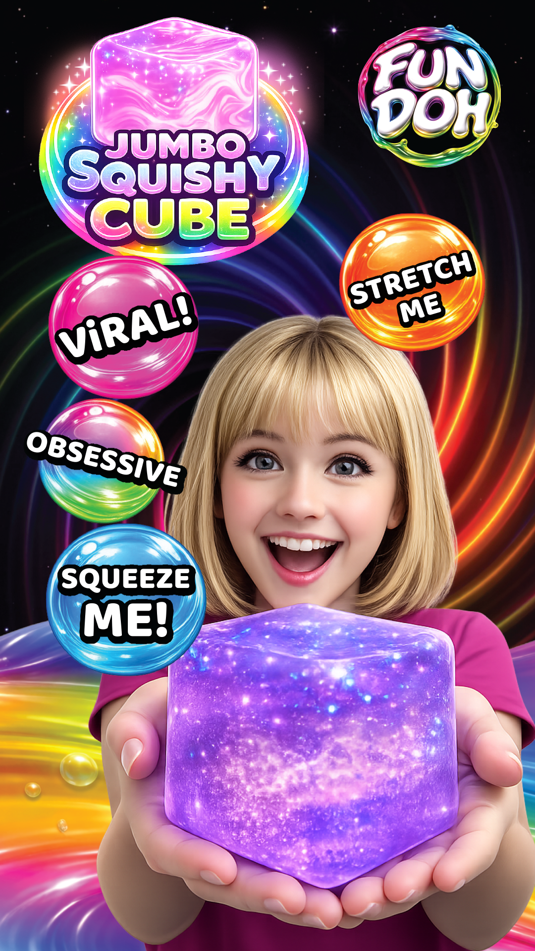 Fun Doh JUMBO Squishy Cube | Green/Blue Combo