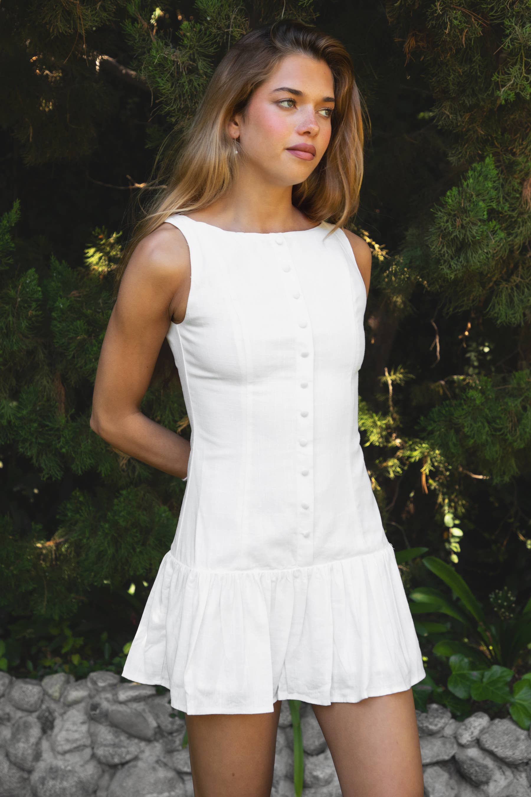 Low Drop Waist Boat Neck Mini Dress
