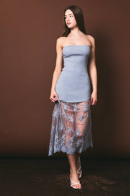*Lace Skirt Sweater Tube Dress