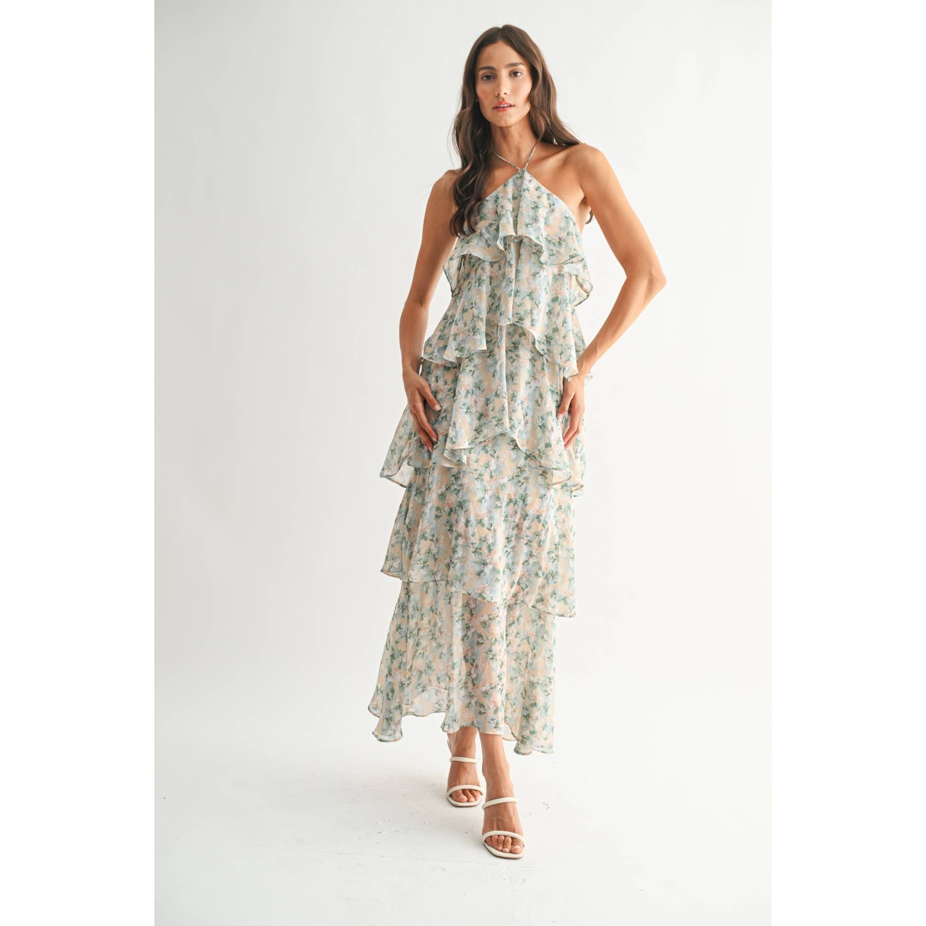 TIERED FLORAL MAXI DRESS