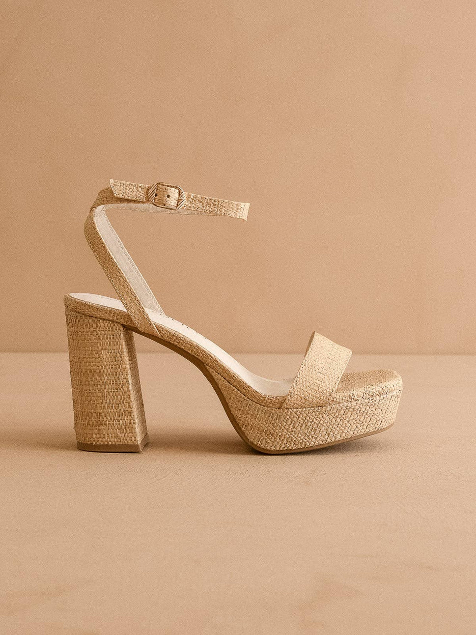The Olympia | Natural Raffia Platform Heel