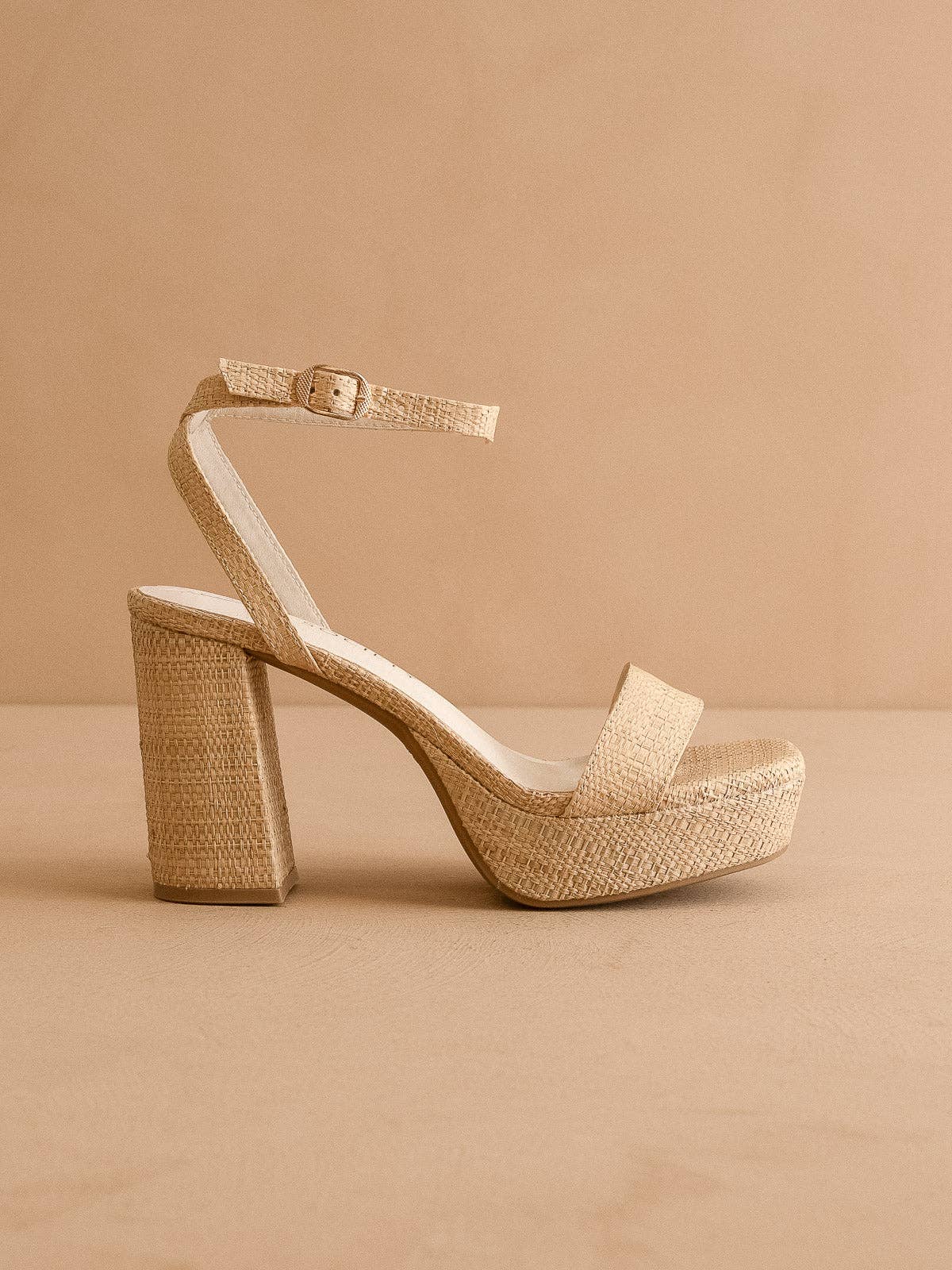 The Olympia | Natural Raffia Platform Heel