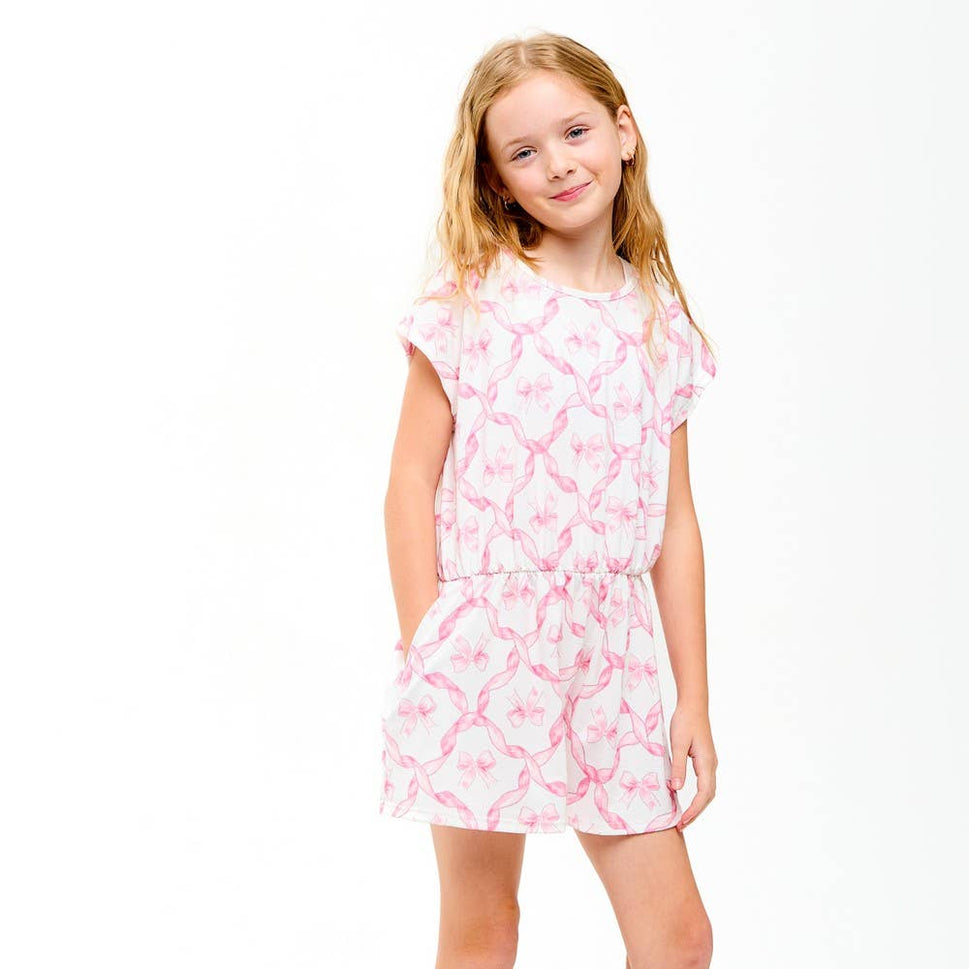 Ribbon Print Skort Romper