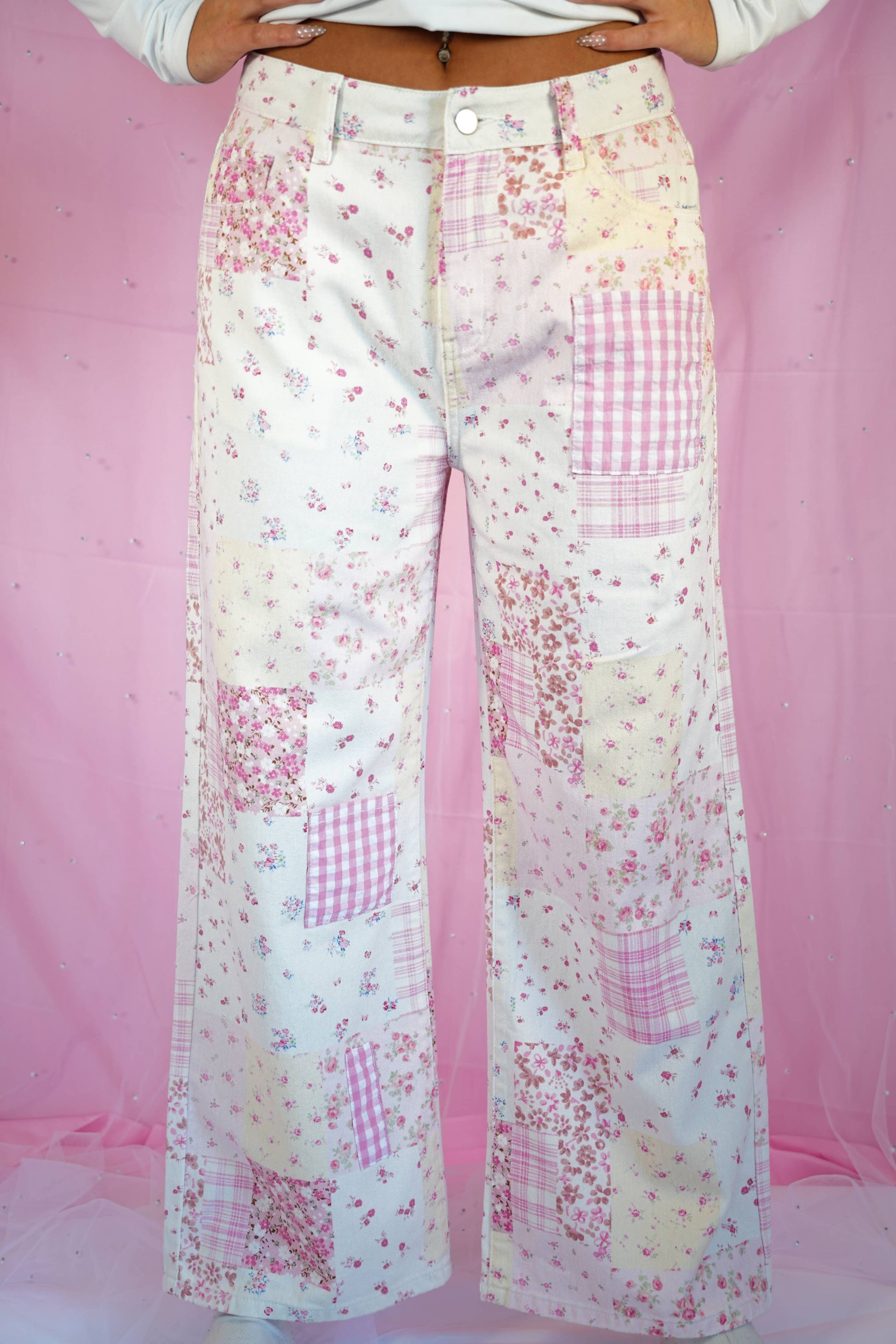 Floral + Gingham Patchwork Jean