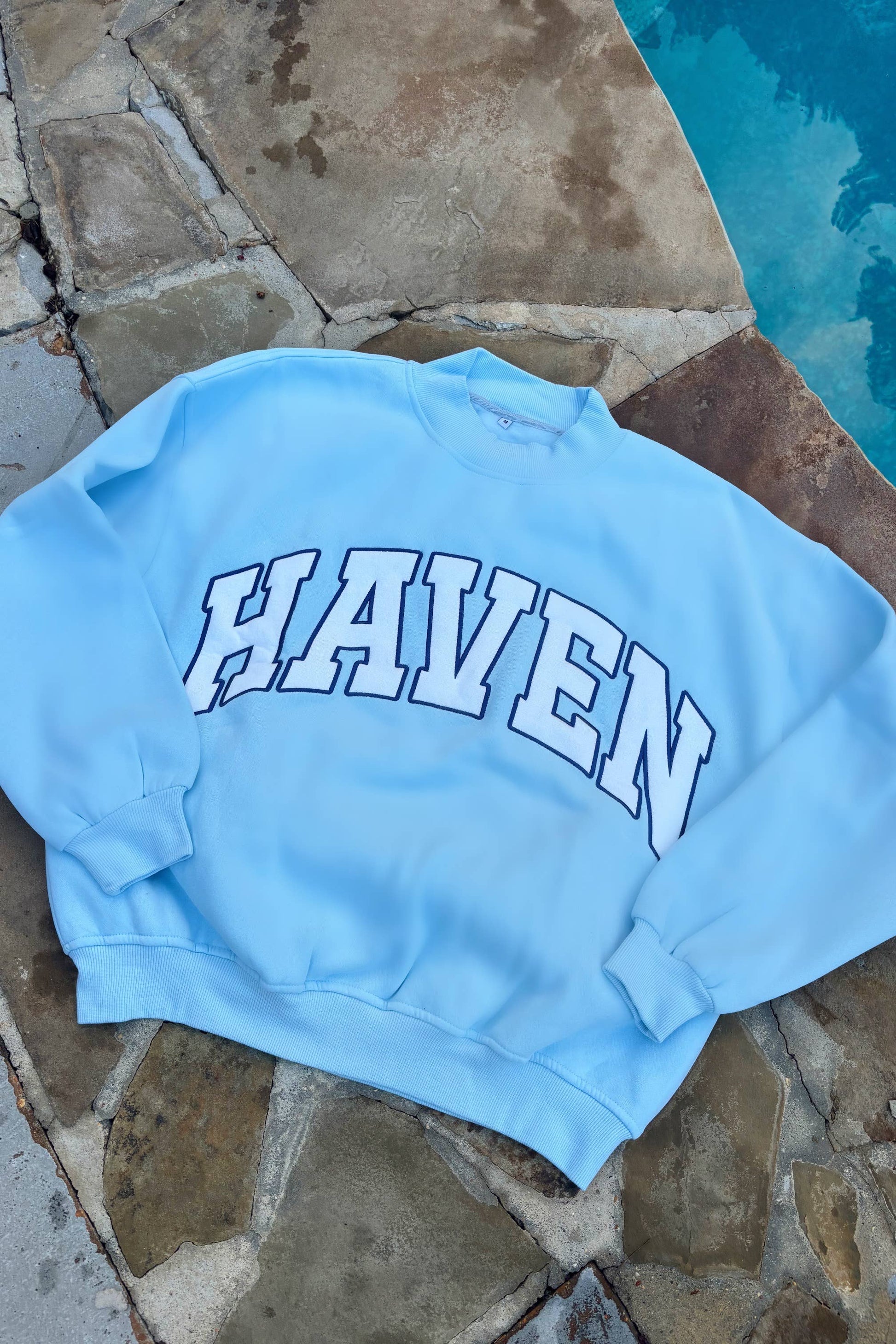 HAVEN Mock Neck Sweatshirt Blue: M