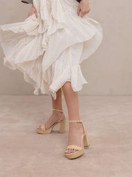 The Olympia | Natural Raffia Platform Heel