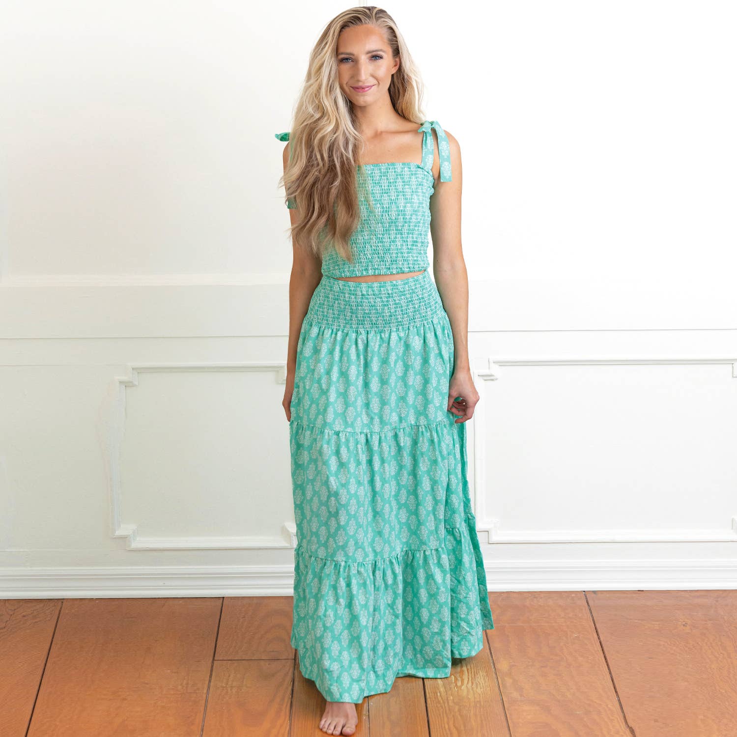 Smocked Tie Top & Skirt Set