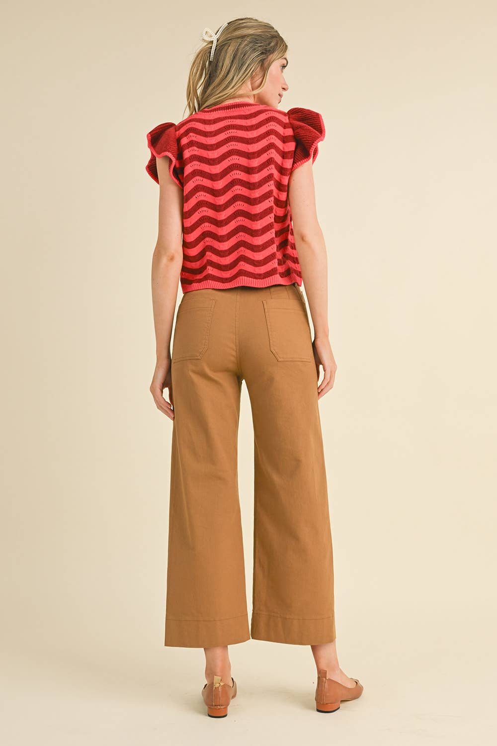 HIGH WAIST CROPPED WIDE LEG PANTS