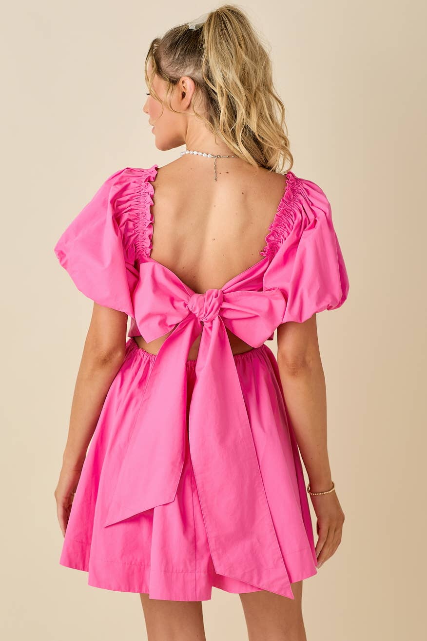 *Sweetheart neckline A-line mini dress: PINK