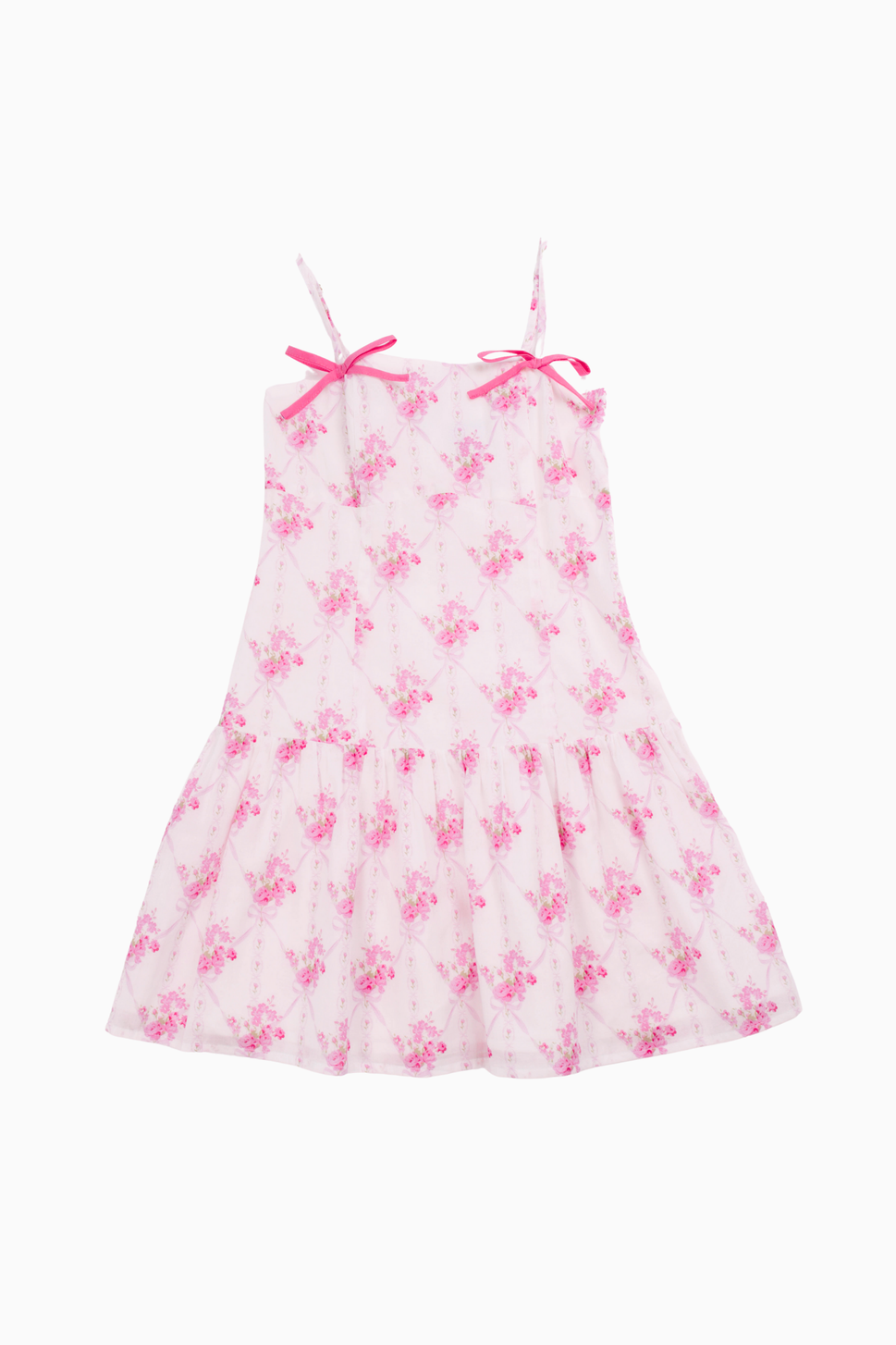 The Hallie Bow Tween Dress - Pink Floral Ruched