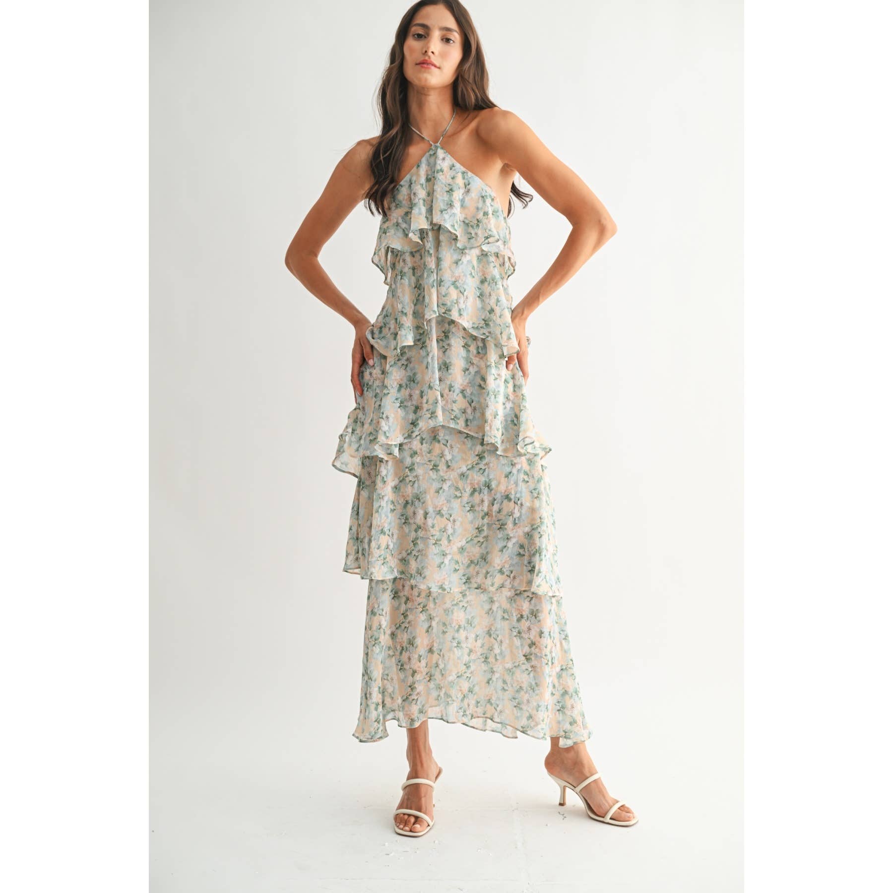 TIERED FLORAL MAXI DRESS