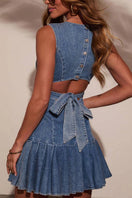 Switch Sleeveless Denim Pleated Dress 2 image