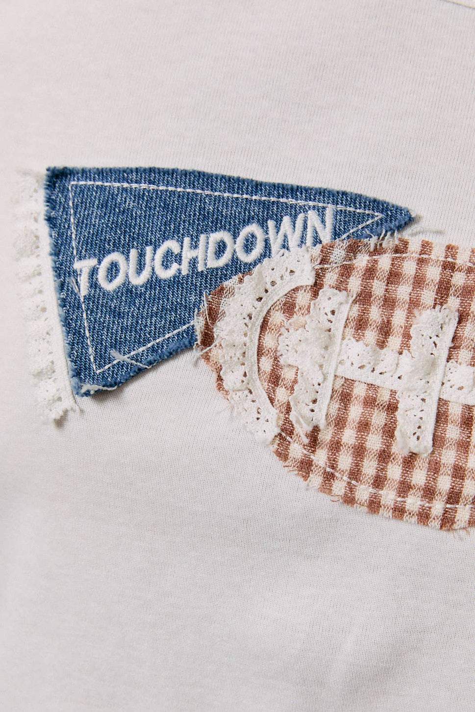 "TOUCH DOWN" PATCHWORK SHORT SLEEVE ROUND NECK BABY TEE