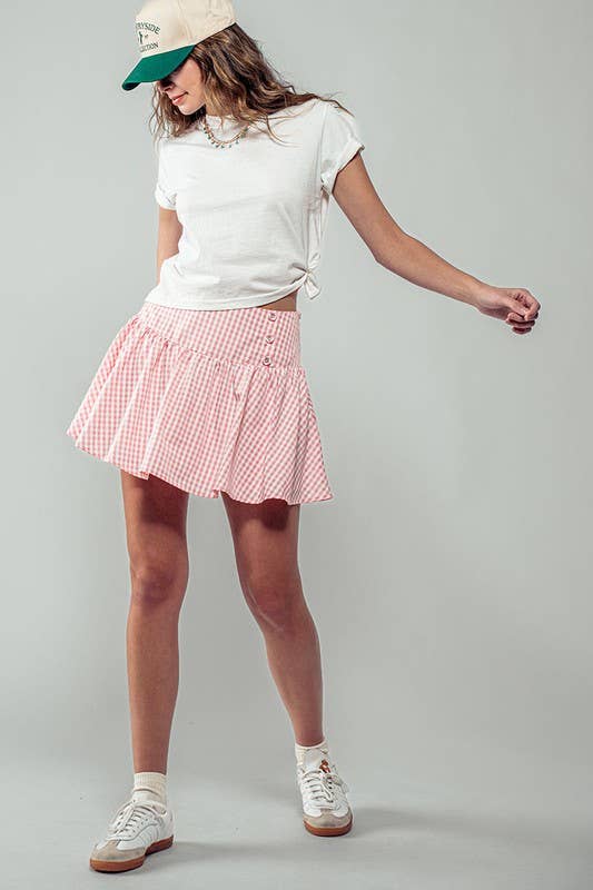 Countryside Comfort Lined Mini Skirt: Pink